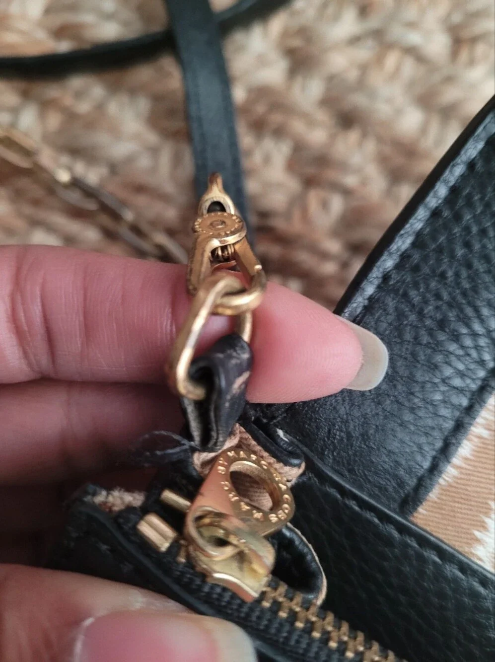 Marc by Marc Jacobs Black Pebbled Leather Turnlock Chain Strap Crossbody Bag